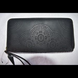 Black leather clutch wallet.  NWT.
